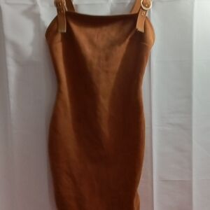Elegant Brown Dress with Strap Details